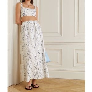 Reformation Palm Madeline Maxi Floral Linen Wrap Skirt White 2 XS NWT